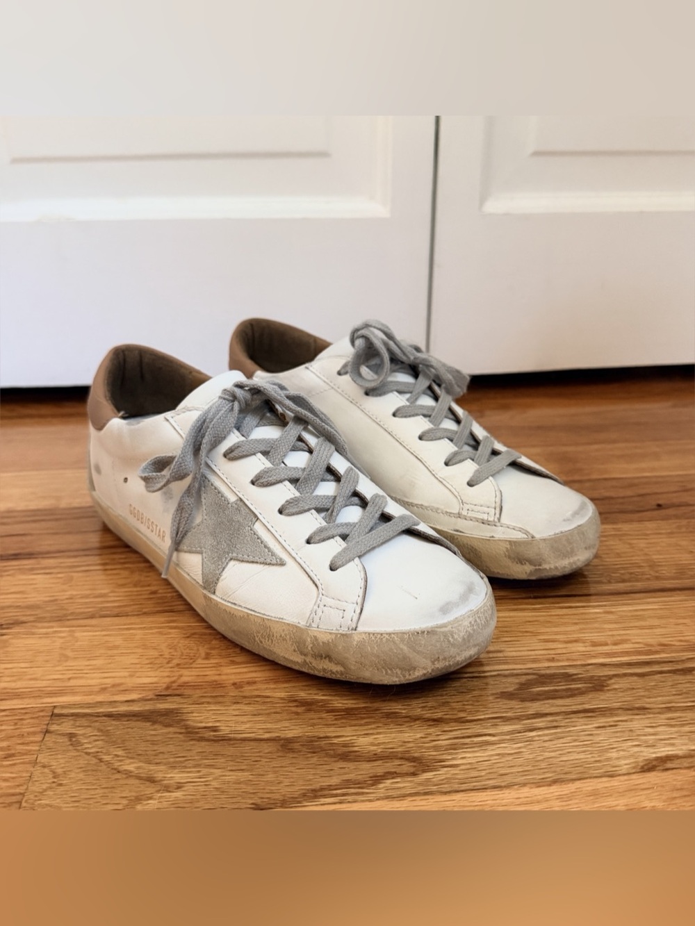 Golden Goose Super-Star White Leather Gray Suede Star Sneakers 37